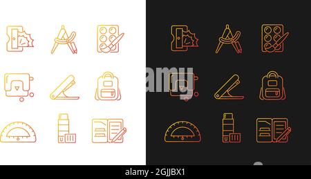 Back to school shopping gradient icons set for dark and light mode Stock Vector