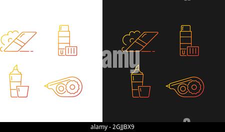 School accessories gradient icons set for dark and light mode Stock Vector