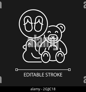 Toys made from flip flops white linear icon for dark theme Stock Vector