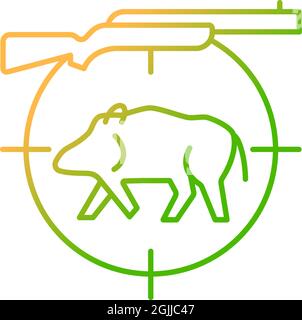 Wild boar hunting gradient linear vector icon Stock Vector