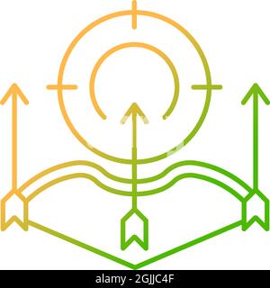 Bow and arrow hunting gradient linear vector icon Stock Vector