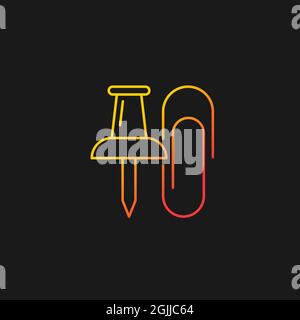 Pins and paper clips gradient vector icon for dark theme Stock Vector