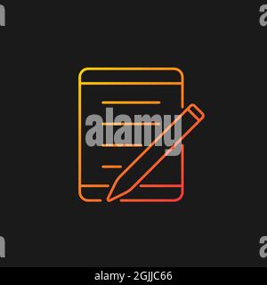 Tablet for school gradient vector icon for dark theme Stock Vector