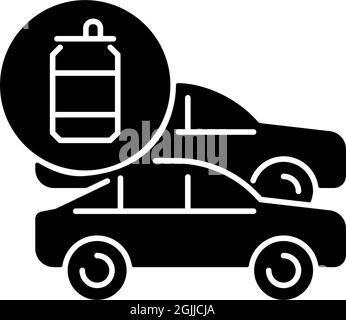 Cars made from recycled steel black glyph icon Stock Vector