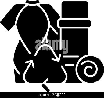 Yoga mats from recycled wetsuits black glyph icon Stock Vector