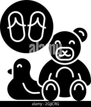 Toys made from flip flops black glyph icon Stock Vector