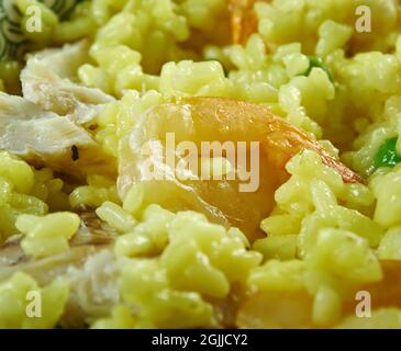 Acorda de camarao - Traditional  shellfish Bread Soup From Portugal Stock Photo