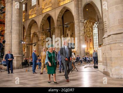 Rotterdam, Niederlande. 10th Sep, 2021. Princess Beatrix of The Netherlands at the Laurenskerk in Rotterdam, on September 10, 2021, to attend the unveiling of the stained glass window Peace & Reconciliation, the window depicts the bombing during the Second World War at Rotterdam, Coventry en Dresden Credit: Albert Nieboer/Netherlands OUT/Point de Vue OUT/dpa/Alamy Live News Stock Photo