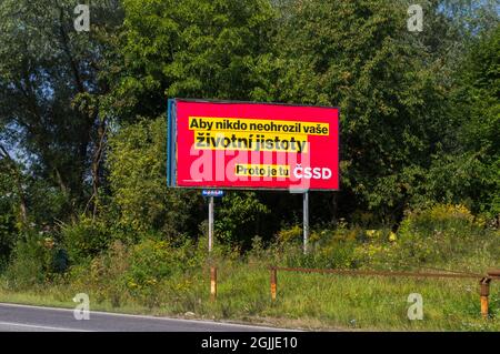 Billboard of Czech Social Democratic Party, Prague, Czech Republic, September 10, 2021.   (CTK Photo/Libor Sojka) Stock Photo