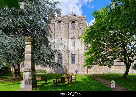 Exterior of the historical 12th.century Romsey Abbey Hampshire England UK Stock Photo