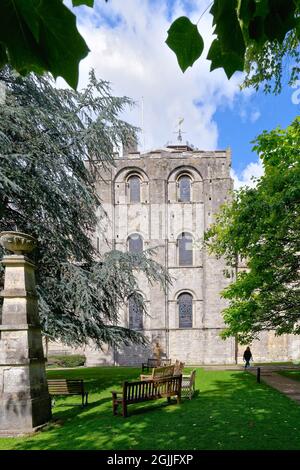 Exterior of the historical 12th. century Romsey Abbey Hampshire England UK Stock Photo