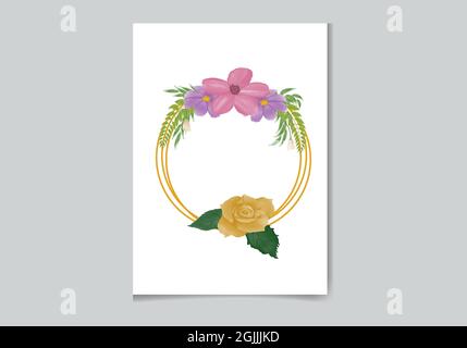 Beautiful Digital Hand-painted Feminine watercolor Premium floral frame design Stock Vector