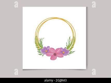 Beautiful Digital Hand-painted Feminine watercolor Premium floral frame design Stock Vector