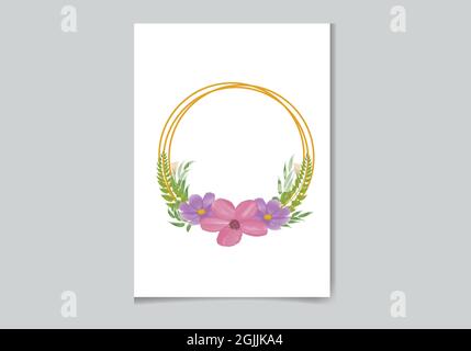Beautiful Digital Hand-painted Feminine watercolor Premium floral frame design Stock Vector