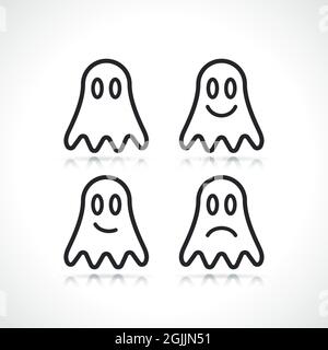 ghost thin line icon isolated black design Stock Vector