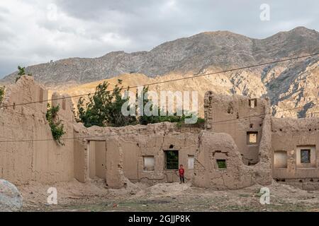 Ruined house in Afghanistan, Panjshir Valley Stock Photo