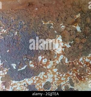 Colored abstract rusty grunge texture. Texture of spots, stains, ink, dots, scratches. Damaged gold backdrop. Distressed dirty artistic design Stock Vector