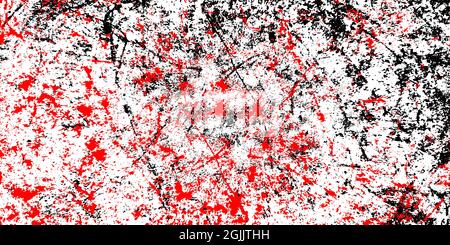 Black and red scratch grungy background. Texture of stains, ink, dots, scratches. Dust overlay distress texture. Dirty splattered design element Stock Vector