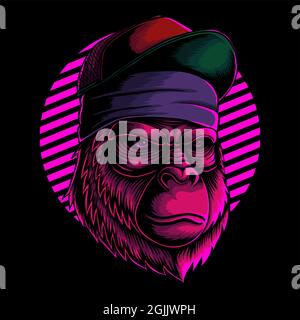 Cool gorilla head vector illustration Stock Vector