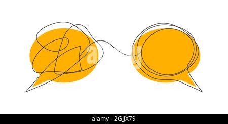 Two bubbles with comments icon. Brainstorming, negotiations illustration. Coaching symbol. Communication, relationships sign Stock Vector
