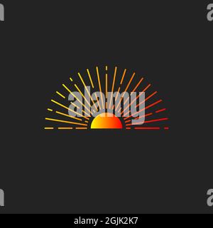Sun with rays logo in boho style. Bohemian sunburst abstract geometric icon. Modern trawel golden symbol. Vector illustration Stock Vector