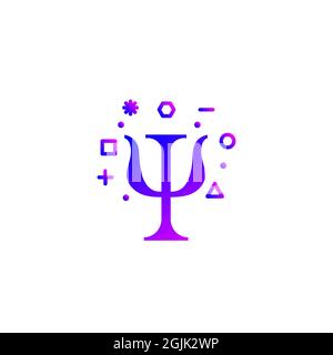 Letter psi with geometric abstract shapes. Psychology modern logo. Therapy icon. Vector symbol Stock Vector