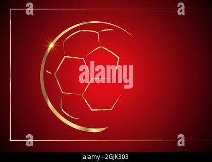 football games Icon gold ball symbol. Sport sign, vector emblem isolated on luxury red background vip card, Flat style for graphic and web design Stock Vector