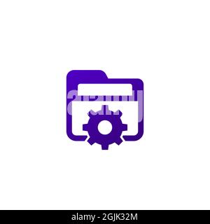 folder settings icon on white Stock Vector