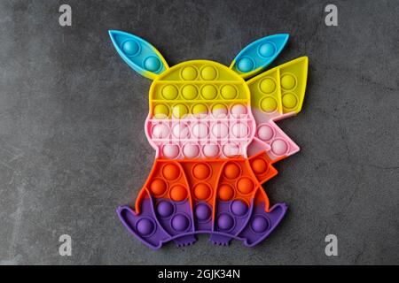 Pop it Pikachu Pokemon on dark background Stock Photo