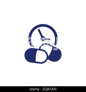 medication time icon on white Stock Vector