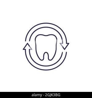tooth icon with arrows, line vector design Stock Vector