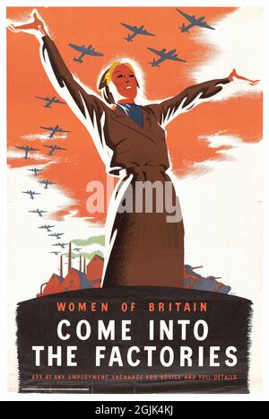 'Women of Britain Come into the Factories', WWII recruitment poster Stock Photo