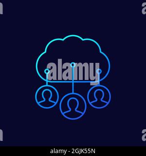 Personal data in cloud line icon, vector Stock Vector
