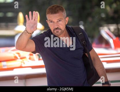 Spanish Actor, director, producer and singer, Antonio Banderas arrives at The Venice Film festival. Stock Photo