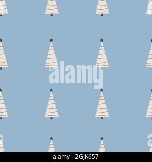 Seamless Christmas pattern with tree.Christmas ornament with white and blue color, vector illustration Digital paper Stock Vector