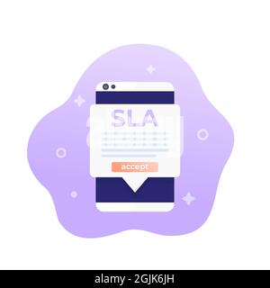 SLA, service level agreement in mobile app, vector Stock Vector