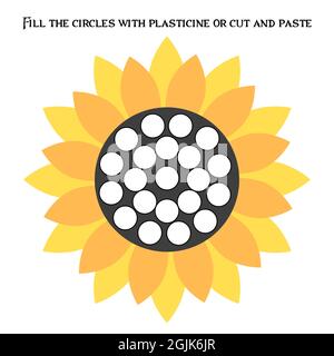 Educational paper game for preschoolers development. Cut out parts of the image and glue on paper or fill in the white spots with plasticine Stock Vector