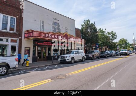 FRANKLIN, TN, USA - SEPTEMBER 3, 2021: Front of Historic Franklin Theatre in Downtown Franklin Stock Photo