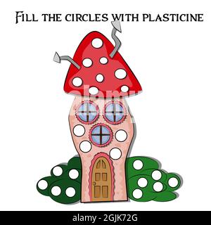 Educational paper game for preschoolers development. Cut out parts of the image and glue on paper or fill in the white spots with plasticine Stock Vector