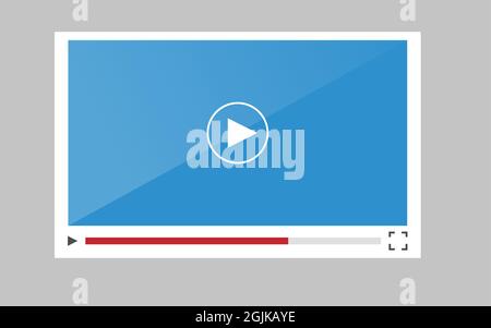 Video player for mobile applications and websites. Flat vector illustration template. Stock Vector