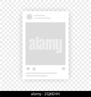 Social network photo frame mockup template. Interface post for popular app interface. Web app page interface design Stock Vector