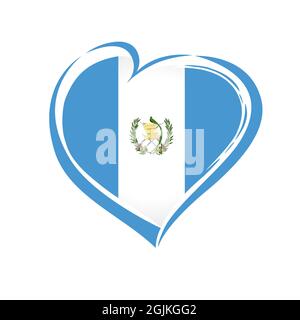 Love Guatemala flag emblem. Flag of Guatemala in heart shape for Guatemalan Independence Day 15 September 1821 isolated on white background. Vector Stock Vector