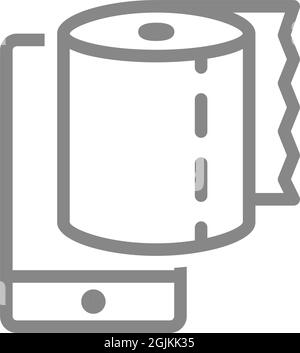 Paper towels and smartphone line icon. Paper roll, wipes for technology, wipes for the phone screen Stock Vector
