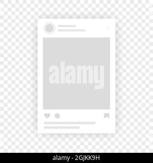 Social network photo frame mockup template. Interface post for popular app interface. Web app page interface design Stock Vector