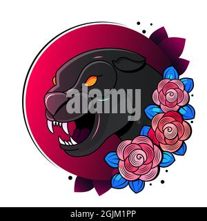 The stylized image of a black panther a tattoo Stock Vector