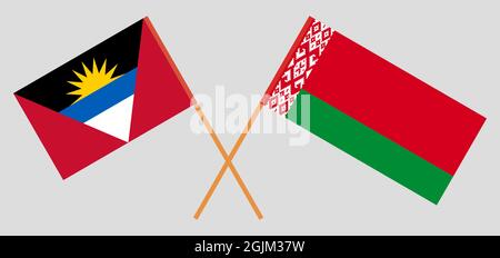 Crossed flags of Belarus and Antigua and Barbuda Stock Vector