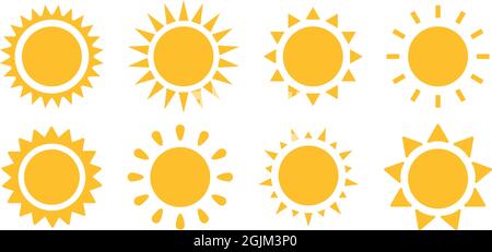 Solar icons. Set of sun images on a transparent background. Solar ...