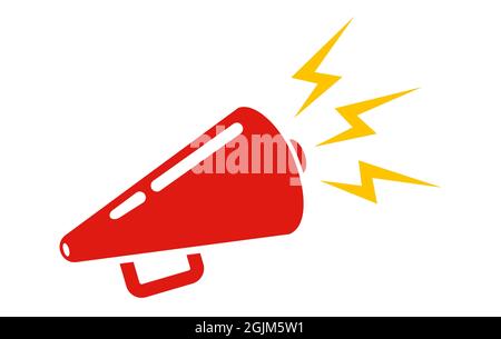 Vector vintage icon of red megaphone. Vector red megaphone in retro style. Stock Vector