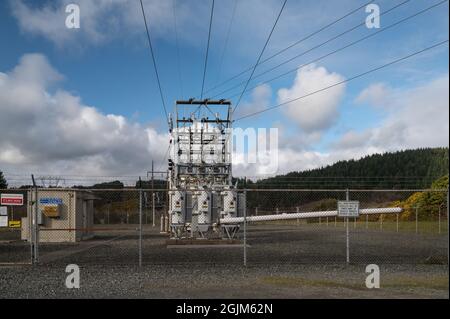 Electrical substation, utility company energy distribution Stock Photo