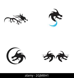 set of Dragon vector icon illustration design logo template Stock Vector